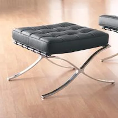 Barcelona Stainless Steel and Leather Ottoman